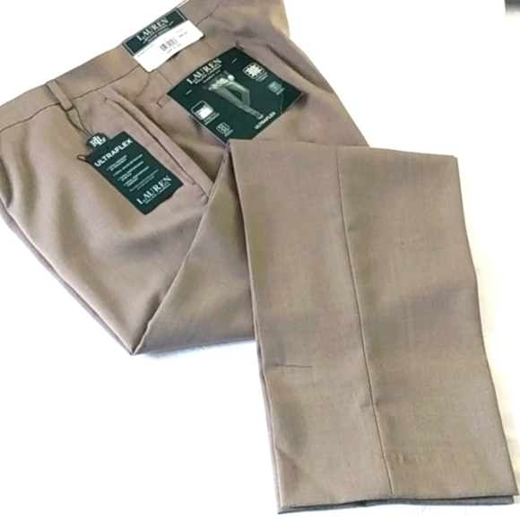 LAUREN RALPH LAUREN TAN ULTRAFLEX CLASSIC FIT WRINKLE RESISTANT PANTS SIZE 42x30 - Picture 5 of 11